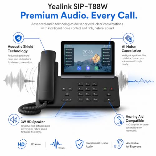 Yealink SIP-T88W 16-Line VoIP Phone with 7" Touchscreen & Wi-Fi 6