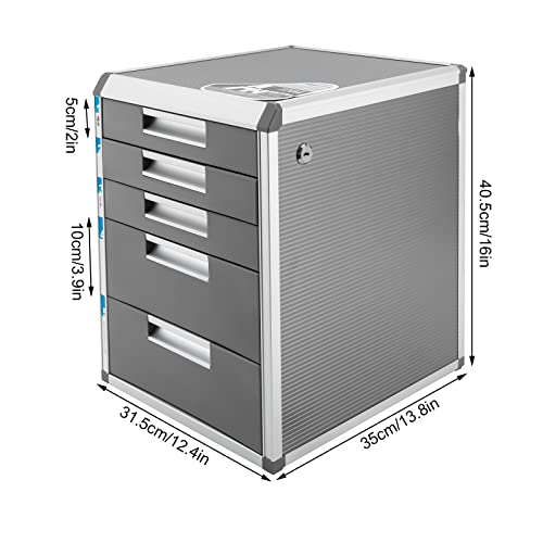 Desktop Drawer Organizer, 5 Drawer Office Storage Filing Cabinet File Cabinet with Lock and Label bar for Homes, Offices, Schools (5 Drawers)