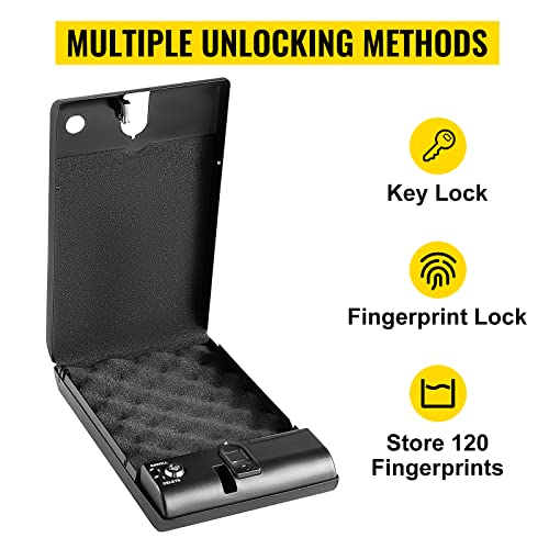KEhtu Portable Mini Safe, Portable Biometric Pistol Safe Secret Vault Safe, Quick 2 Ways Entry for Pistols, Ammo, Passport, Cash, Credit Cards, Watches, Jewelry, Etc.