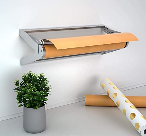 Butcher Paper Dispenser, Paper Roll Dispenser and Cutter with Serrated Blade, Craft Paper Holder or Vinyl Roll Holder, Easy to Use, Wall Mountable and Set on Tabletop (24")