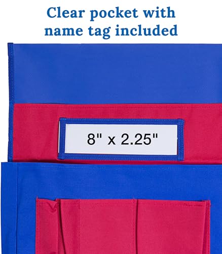 Carson Dellosa Chair Pockets for Classroom, Blue & Red, 12-Pack