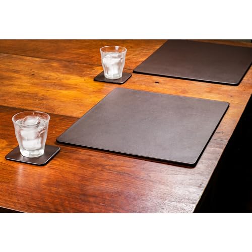 Dacasso Chocolate Brown Leather 17" x 14" Luxury Conference Table Pad - Leather Desk Blotter for Writing - Executive Desk Surface Protector
