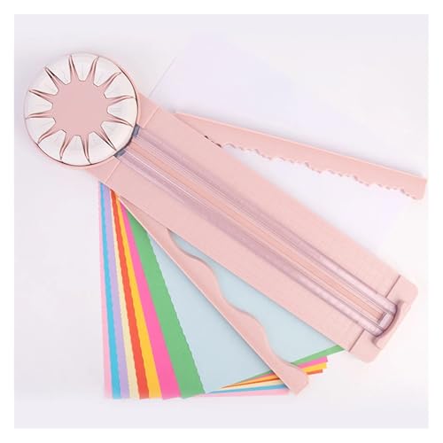 12 In 1 Rotary Paper Trimmer Multi-Functional Cutting Tool Sliding Guillotine Craft Zig Zag Trimmer For Cardstock Coupons Labels(Pink)