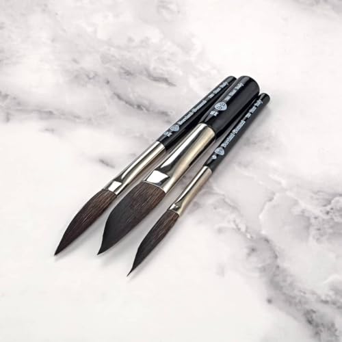 Borciani e Bonazzi Hidro Synthetic Sword Striper Liner Brushes for Fine Lines & Lettering - Set of 3 Brushes (Sizes 6, 10, 18) - Extra Short Handle, Handcrafted in Italy, Cruelty-Free
