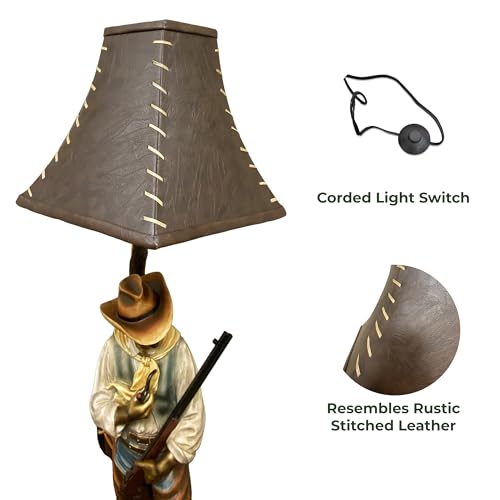 Rivers Edge Products Rustic Cowboy Floor Lamp, 64 Inch Tall, Hand Painted Poly Resin, Rustic Home Decor and Unique Room Decor for Living Room or Bedroom, 100 Watt Bulb, Western Cowboy