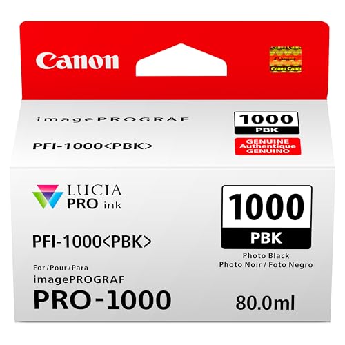 Canon PFI-1000 Genuine Photo Black Ink Tank, Compatible with ImagePROGRAF PRO-1000 Printers