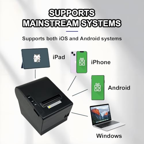 MR.BOSS 80mm Bluetooth and WiFi POS Thermal Receipt Printer for Loyverse, iOS, iPad, Android, Multi-Interface Kitchen Printer