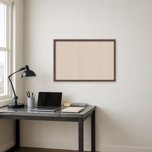 Kate and Laurel Framed Magnetic Board, 36x24 Neutral Crosshatch Design