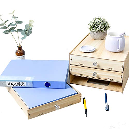 EliteBloom Multi-Functional Wood Making Desk Organizer File Cabinet Office Supplies Desktop Storage Organizer Box with Drawer,3 Layer