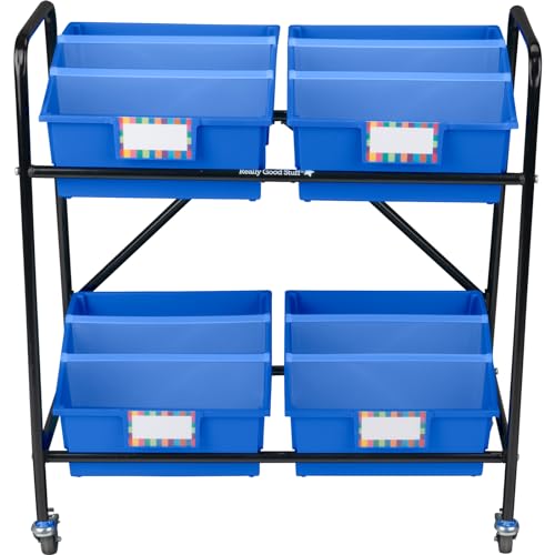 Really Good Stuff Mid-Size Mobile Storage Rack with Picture Book Bins