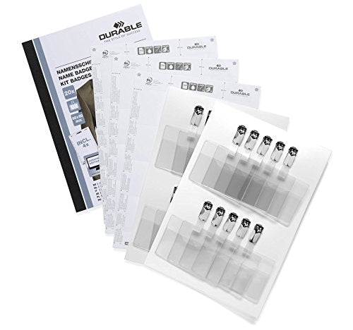 Durable Name Badge Set with Clip 60 x 90 mm (Pack of 20)