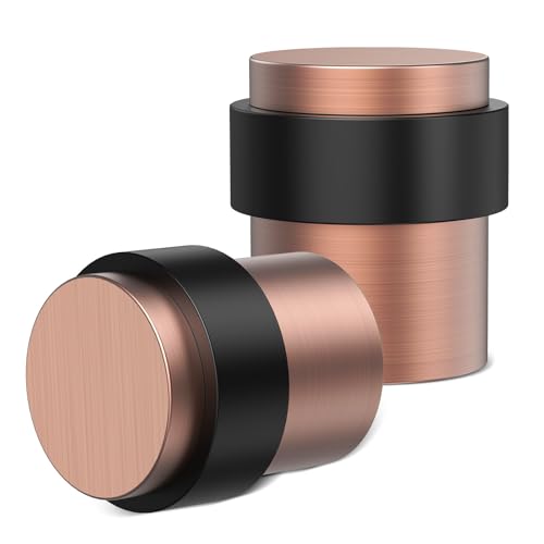 RINJUN 10 Pack ​Antique Copper Door Stoppers for Floor Mounting， Door Stopper Heavy Duty，304 Stainless Steel Cylindrical Made with Rubber Bumper，Floor Mount Door Holder Keep Door Open