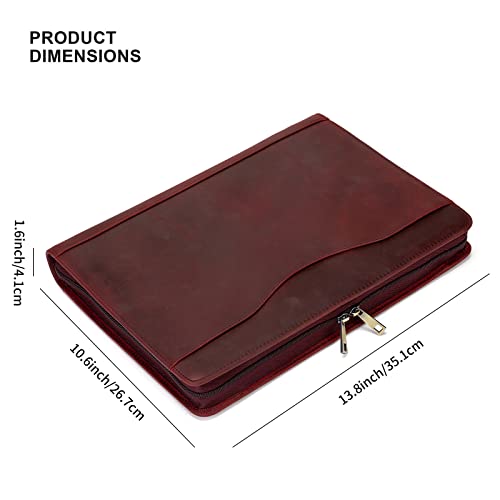 Personalized Leather 3 Ring Binder Portfolio with Front Pocket