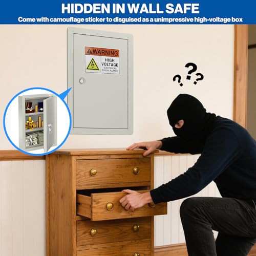POCHAR In Wall Safe Lock Box with Disguise Sticker for Home, Office