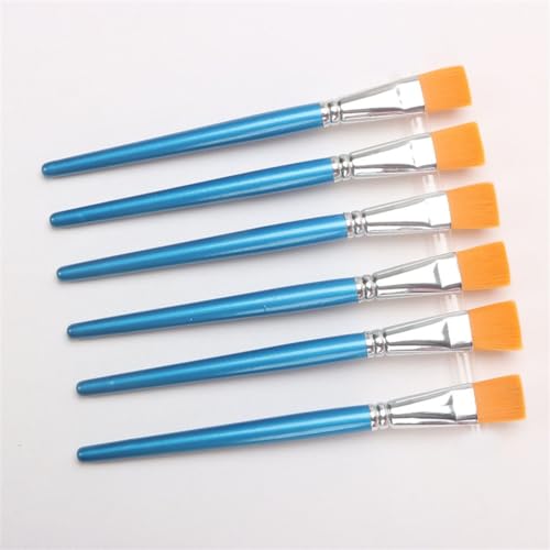 YUANQING Flat Nylon Oil Painting Brush Single Pearl Watercolor Acrylic Oil Brush Wood Rod Gouache Pen
