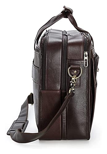 LLzyx Leather Briefcase for Men 15.6inch Laptop Bag Office Messenger Business Travel Computer Shoulder Handbag Briefcase