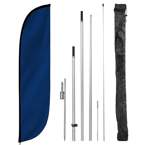 LookOurWay 12ft Feather Flag Pole Kit, Solid Blue