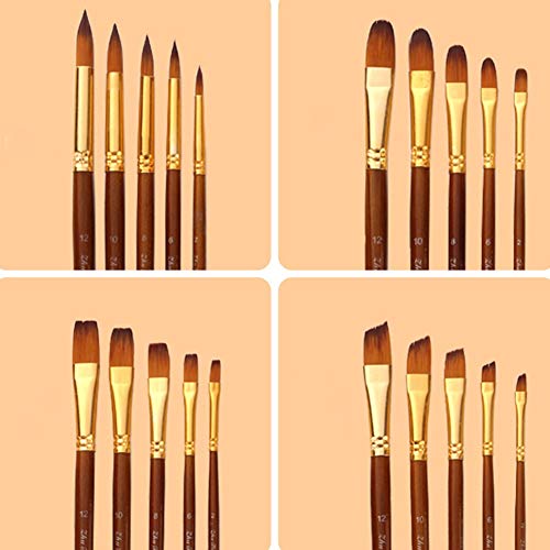 UOHLCX HBJWOV 5 Pcs Pointed Flat Oblique Top Drawing Brush Acrylic Watercolor Oil Painting Pen(01)