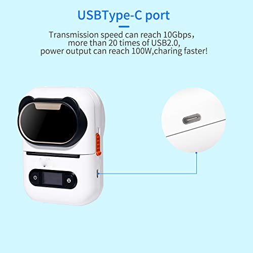 UIOLCFG Portable BT Label Maker Thermal Printer with Rechargeable Battery Compatible with iOS Android Smartphone