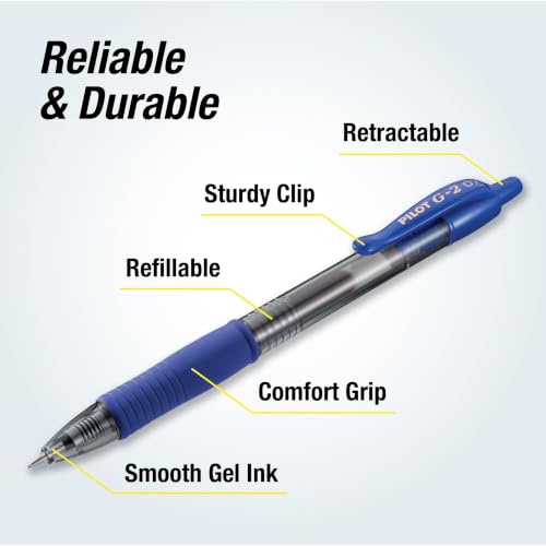 PILOT G2 Premium Gel Pens, Fine Point 0.7 mm, Assorted Colors, Tub of 36