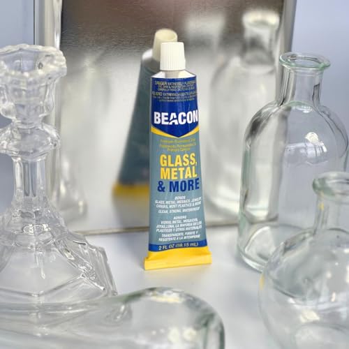 BEACON Glass, Metal & More - Premium Permanent Glue for Jewelry, Outdoor Projects & More - Bond Glass, Metal, Plastic Effectively, Weatherproof, Dries Clear, 2-Ounce, 6-Pack
