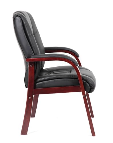 Boss Office Products Mid Back Wood Finished Guest Chair, Mahogany (B8999-M)