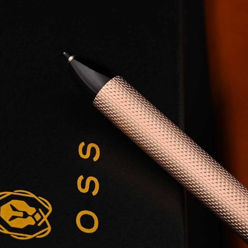 Cross Tech3+ with Sophisticated Brushed Rose Gold Diamond Pattern Finish Barrel, 0.5mm Pencil, Black and Red Ink Refills, Interchangeable Cap Tops in Premium gift box