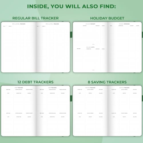 Clever Fox Budget Planner, Monthly Bill Tracker Book 8.3"x11" Dark Green