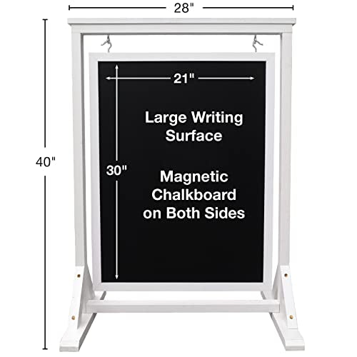 White Handcrafted Chalkboard Sign: Uniquely Designed Wooden Sidewalk Sign Message Board with Double Sided Display. Alternative to A-Frame & Sandwich Board Signs. Use Chalk or Liquid Chalk Markers.