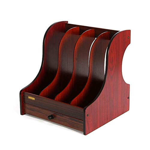 AFPSDLFJDLS Wooden Desktop Shelf 4 Sections Magazine File Document Folder Book Frames Dividers Cabinet Shelve Display and Storage Organiser for Home or Office