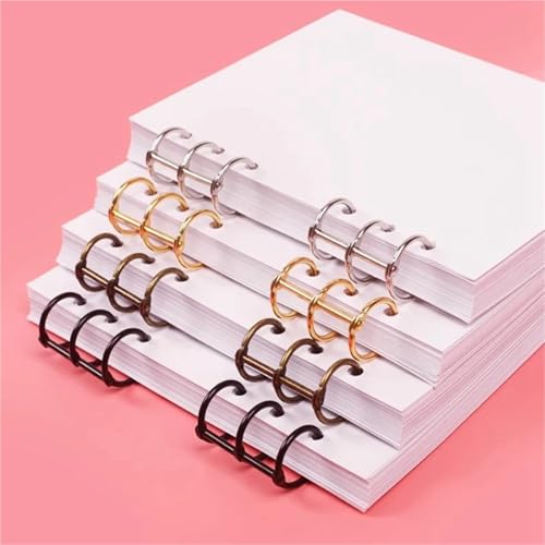 Notebook Rings 20pcs 3-Rings Clip Loose Leaf Buckle DIY Photo Album Card Menu Circular for Book Binding(Silver)
