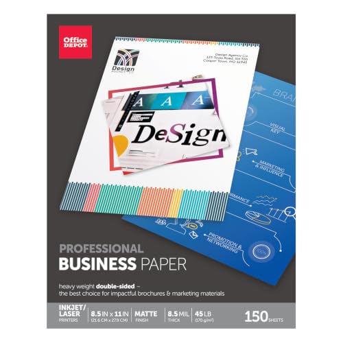 Office Depot Professional Brochure And Flyer Paper, Matte, 8 1/2in. x 11in., 45 Lb, Pack Of 150 Sheets, 124210