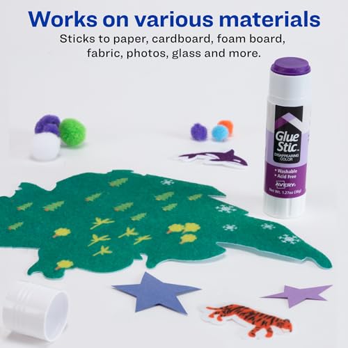 Avery Glue Stic, Disappearing Purple, 36 Grams, 72 Glue Sticks