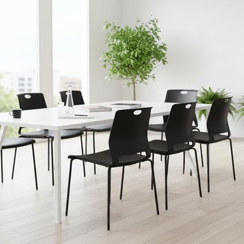 Sidanli 12 Pack Stacking Office Chairs, Scratch Free Structure, Black
