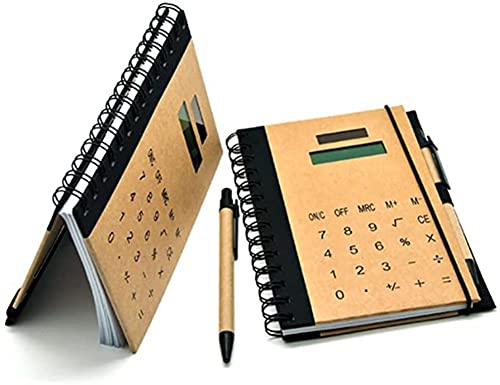 MWxpoSediR Desktop Calculator,Office calculators, Calculator Calculator Multifunction Coil Calculator Notebook with Pen Slot Solar Energy Notepad Kraft Paper Cover Office Supply (Colo(1pcs)