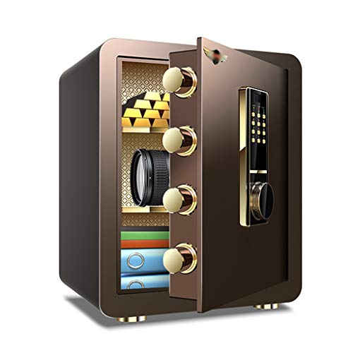 Security Safes Security Safes Tamper-proof Deposit Box for Home Three Layers Strongbox Office Hotel Jewelry Cash Use Storage Cabinet (Color : Coffee)