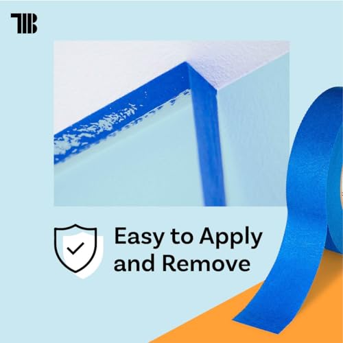 Blue Painters Tape 4 inch x 60 Yards - Case of 12 Rolls, Made in America, Clean Removal, UV-Resistant Blue Painters Masking Tape in Bulk (4" x 180')