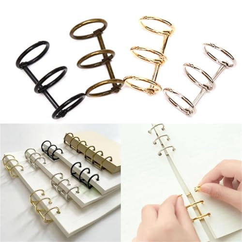 A6 Binder Rings 15Pcs Metal Loose Leaf Book Binder 3 Rings Scrapbook Clips DIY Three-Ring Buckle Calendar Ring for Notebook(Bronze)