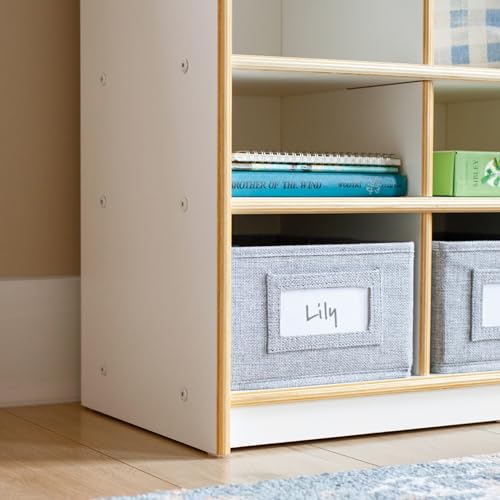 Guidecraft EdQ 3-Section Wooden Storage Locker for Classroom, Kids White Cubby Organizer with Shelves and Hooks for Coats