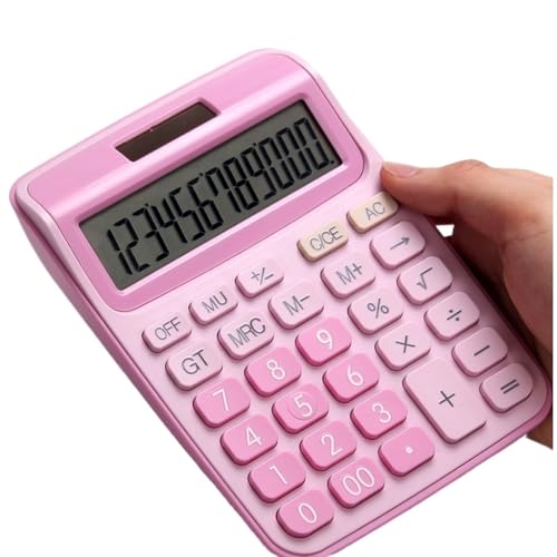 QERTYHJK 12Digit Desk Calculator Large Buttons Financial Business Accounting Tool Battery and Solar Power School Office Small Supplies