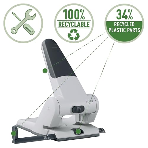 Esselte Leitz 51800035 Filing Hole Punch up to A3 6.5 mm with Stop Rail Blue