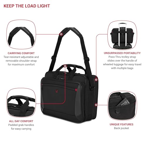 Wenger Mainframe Padded Document Organizer, 16-Inch Laptop Bag, Black