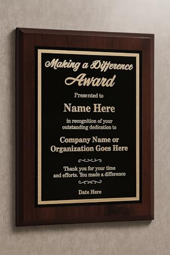 Customizable Award Plaque for Employees - Making a Difference on Black and Gold Metal - Choose Your Size - Personalized Appreciation and Recognition Gift - Choose Your Size (6x8)