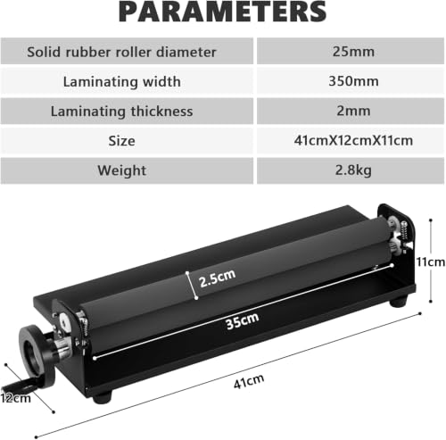 A3 Manual Cold Laminator, 13.8" Portable Hand-cranked Cold Press Laminator, 2mm Laminating Thickness, for Photos, Posters, Documents, Postcards
