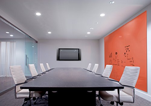 Aria 4'H x 6'W Magnetic Low Profile 1/4" Glass Whiteboard - Horizontal Peach - 4 Rare Earth Magnets, 4 Markers and Eraser