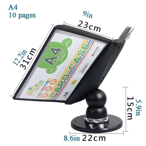 Wall Mounted Display File Holder, Adjustable Desk Flip File Holder, 10 and 20 Display Pockets, Letter-Size, Wall Mount Reference Organizer, for Office Display and Storage A4 Documents, Black Base(10 p