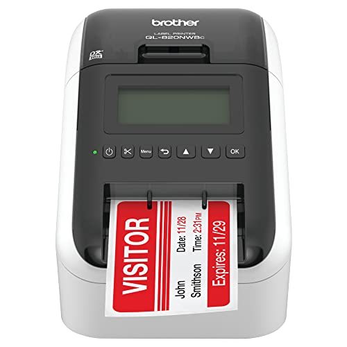 Brother QL-820NWBC Ultra Flexible Label Printer with Multiple Connectivity Options, Black/White, 5.7" x 5" x 9.2"