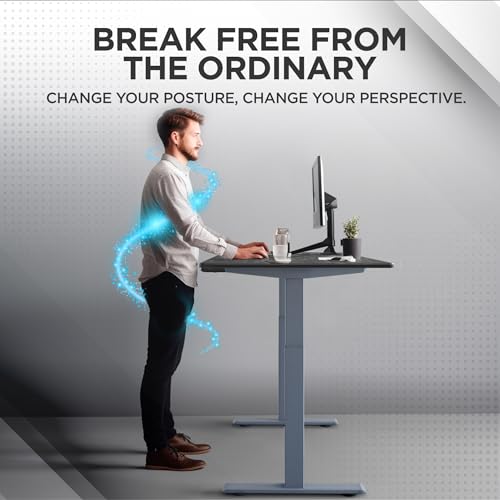 Uncaged Ergonomics Black Bamboo Standing Desk 23-49" Dual Motor (Gray)