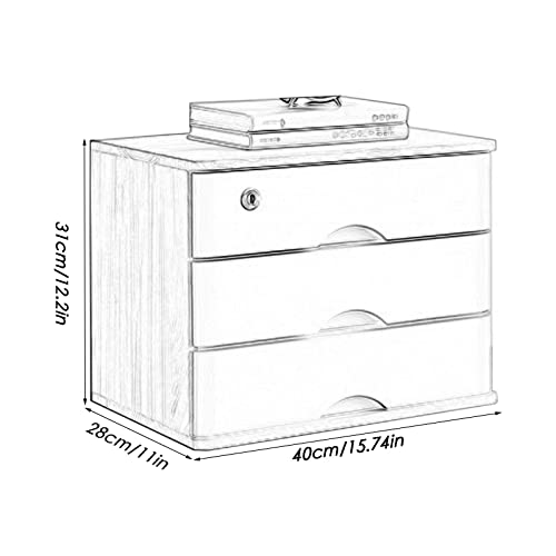LLJMA Desktop File Cabinet - Solid Wood Storage Box, with Lock Flat File Cabinet Storage, Desktop Drawer Cabinet, Wooden File Cabinet(A,4 Drawer)
