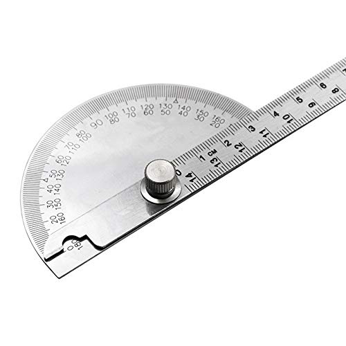 TEOYETTSF Stainless Steel Round 180 Degree Protractor Angle Finder Measuring Ruler Machinist Tool 10cm Ruler